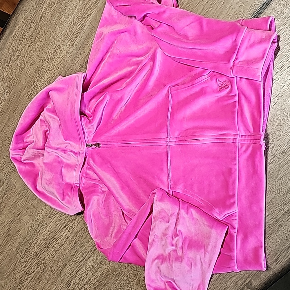 Victoria's Secret Velour Cropped Zipper Jacket Hot Pink Size Medium 8-10